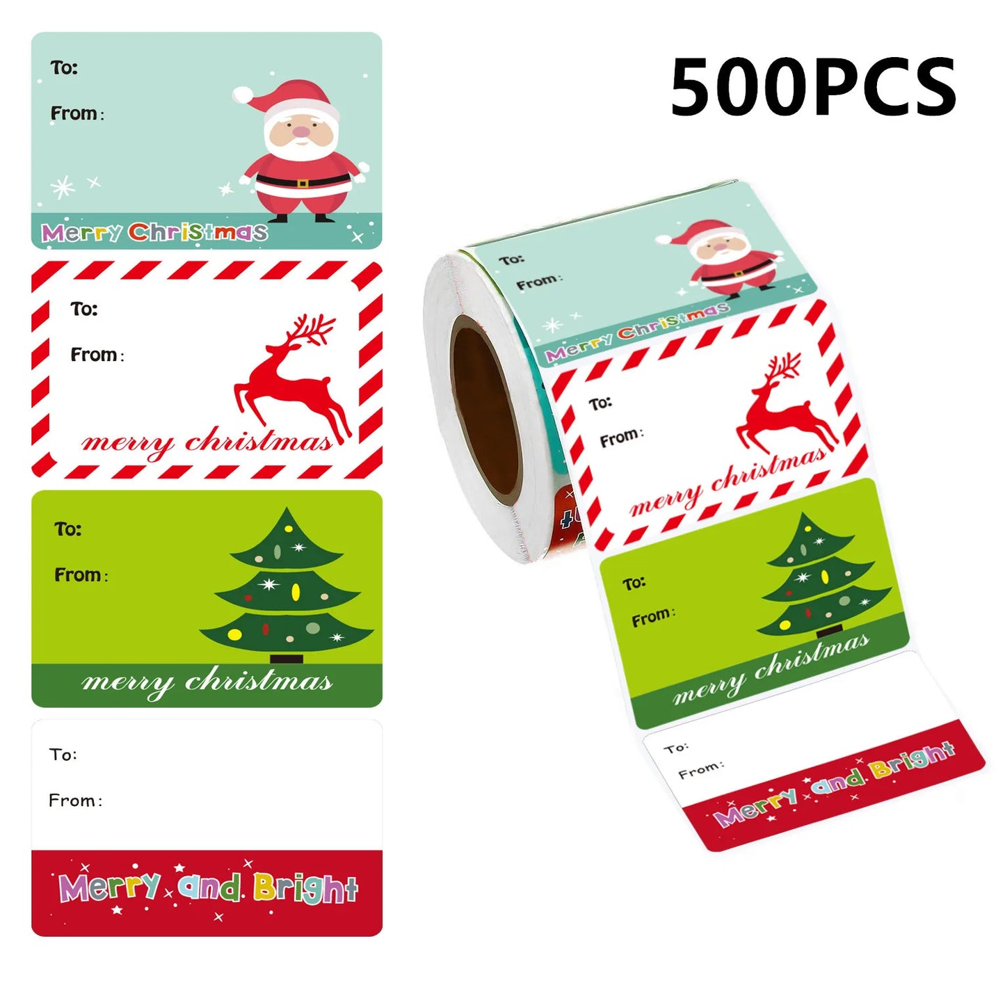Roll Christmas Label Santa Sticker Self-adhesive Birthday Holiday