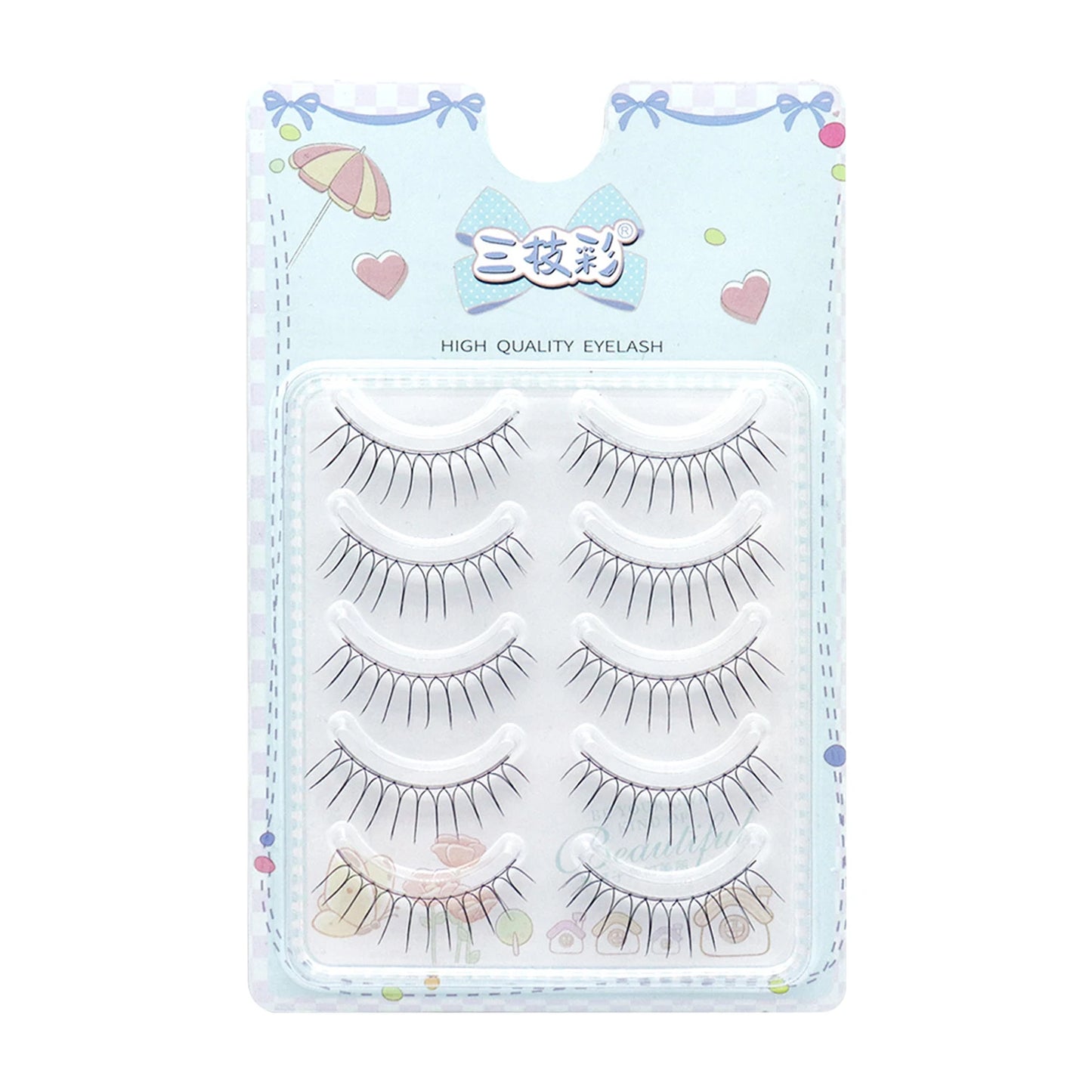 U Shape Korean False Eyelashes – 5 Pairs Natural Strip Lashes