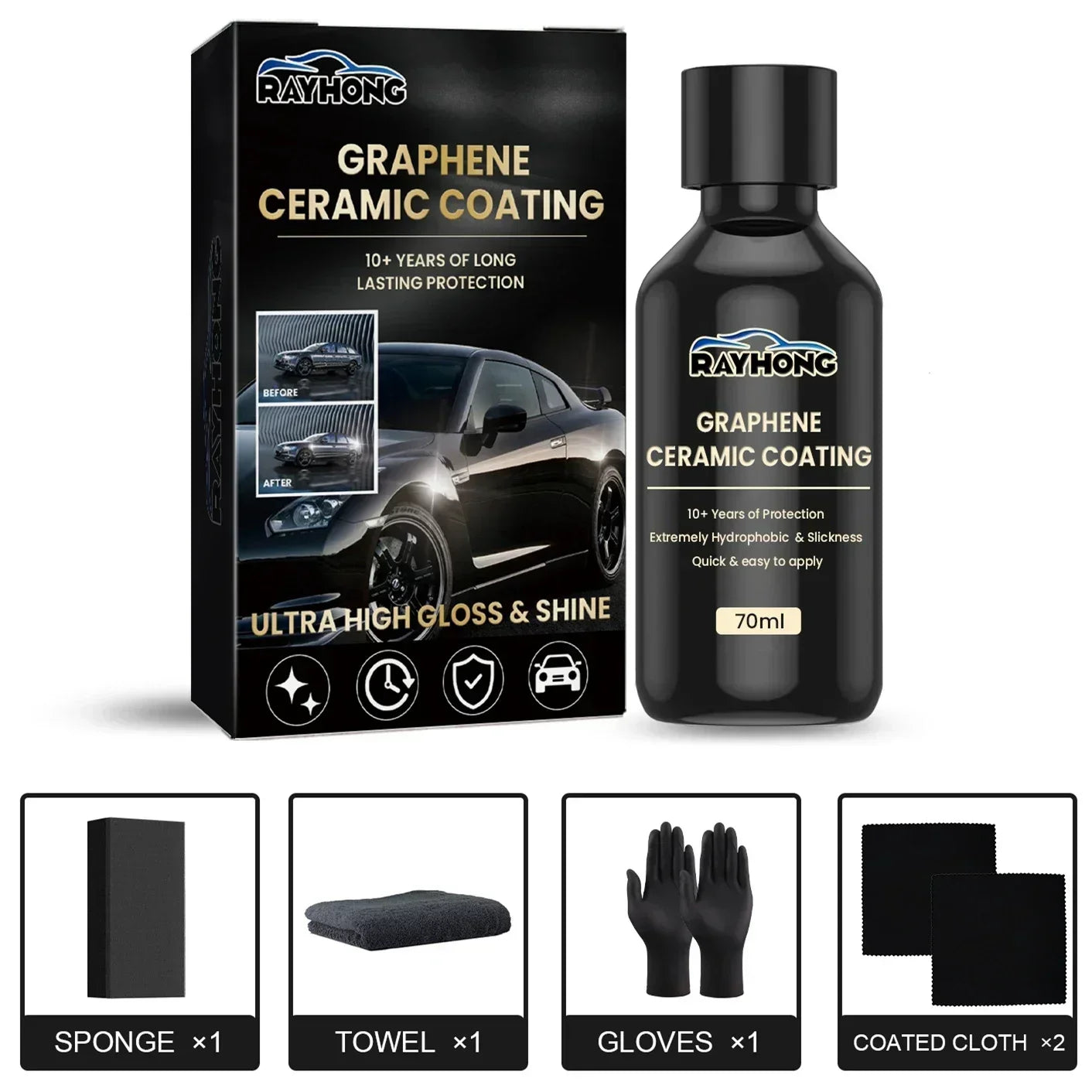 70ML Nano Ceramic Coating Graphene 9H Pro Hydrophobic Paint Protection Car High Temperature Resistance Scratch Resistance Peaceful Pleasures Health and Wellness