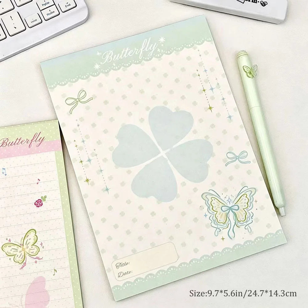 Colorful Butterfly Ins A5 Notebook Pink Green Gradient Rose Fragrant