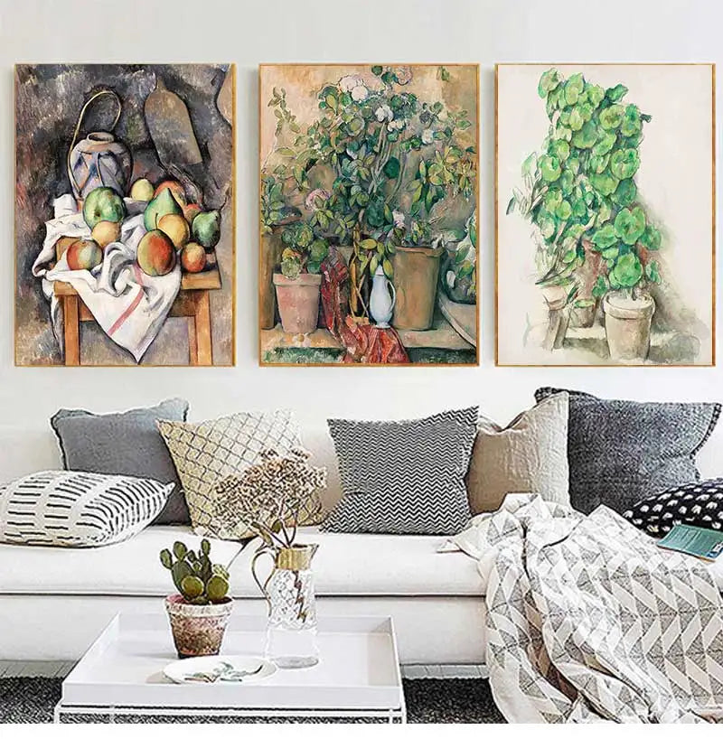 Vintage Paul Cezanne Garden Still Life Terracotta Pots 1890s Art Posters Canvas Painting Wall Prints Picture for Room Home Decor Peaceful Pleasures Health and Wellness