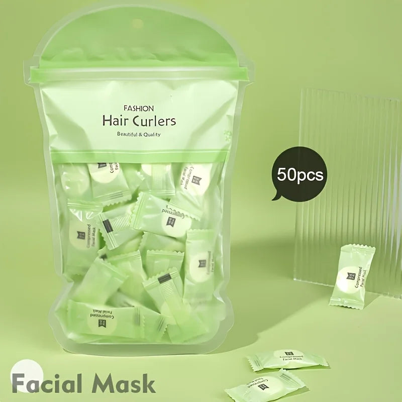 50-Pack Disposable Compressed Facial Mask Sheets | Non-Woven