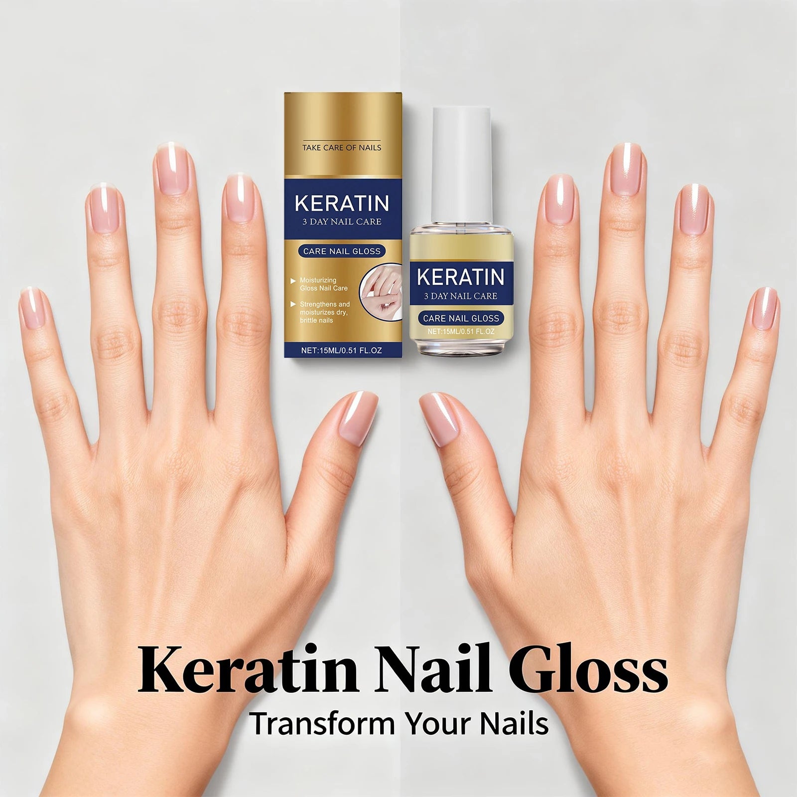 Keratin Nail Gloss 3 Day Nail Care Nail Repair Strengthen Improve Yellowing and Thickening Long Lasting Repair Brittle Thin Nail Peaceful Pleasures Health and Wellness