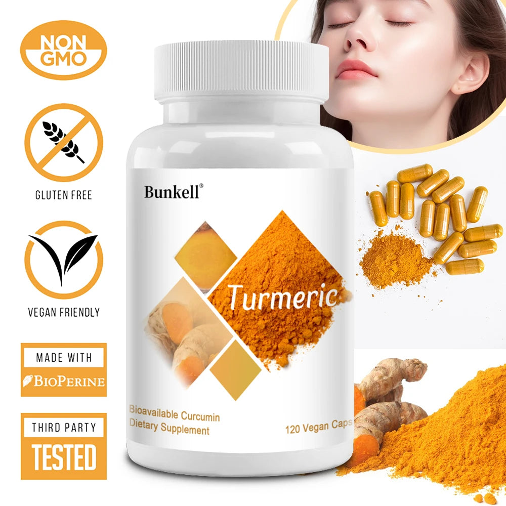 Turmeric Curcumin Capsules with 95% Curcuminoids - Natural Joint, Brain & Heart Health Support, Antioxidant, 120 Capsules Peaceful Pleasures Health and Wellness
