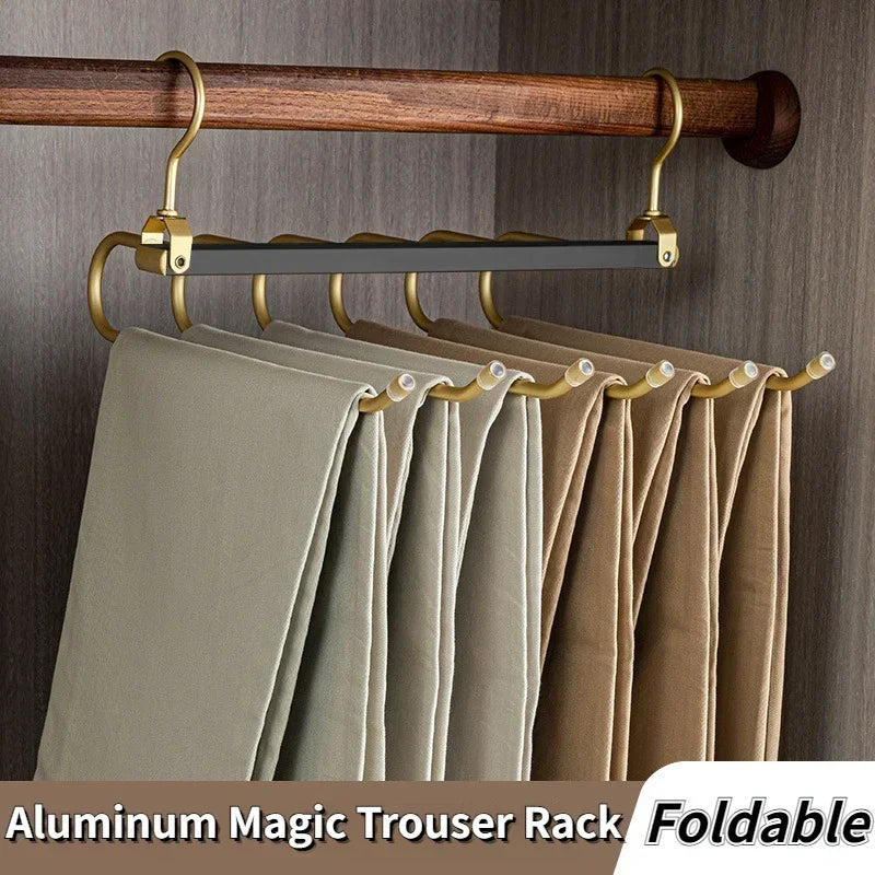 6-in-1 Telescopic Folding Pants Hanger | Space-Saving Closet Organizer for Trousers, Ties & Scarves