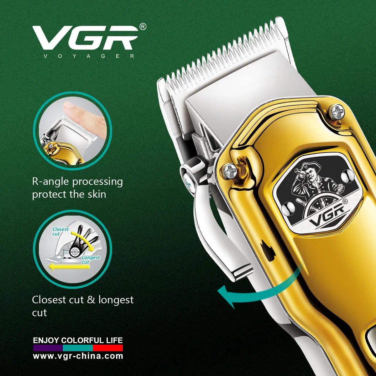 VGR V-693 Powerful Hair Cut Machine Professional Rechargeable Barber Hair Clipper For Men Cordless Peaceful Pleasures Health and Wellness