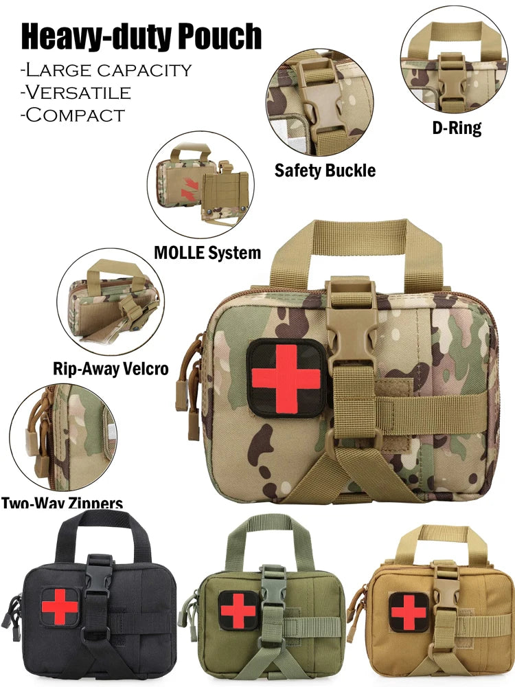 Tactical EMT First Aid Bag Rip Away Molle Pouch for Medical Kit & IFAK Tear-Away Design Travel Outdoor Hiking Emergency Survival Peaceful Pleasures Health and Wellness