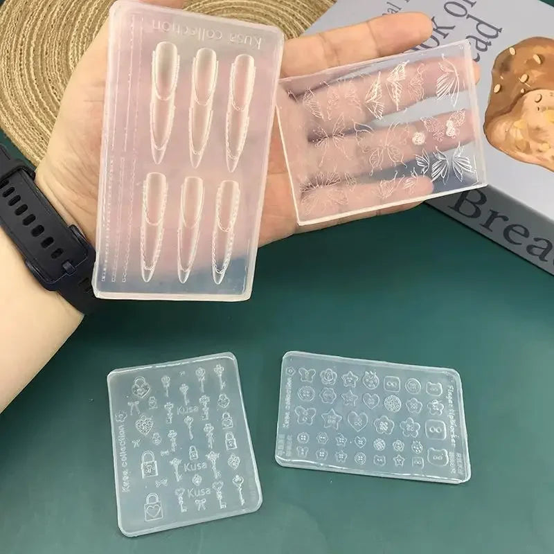 3D Button Butterfly Key Lock Silicone Nail Molds Nails Charms Reusable Clear Resin Molds Art Nail Stamping DIY Manicure Art Tool Peaceful Pleasures Health and Wellness