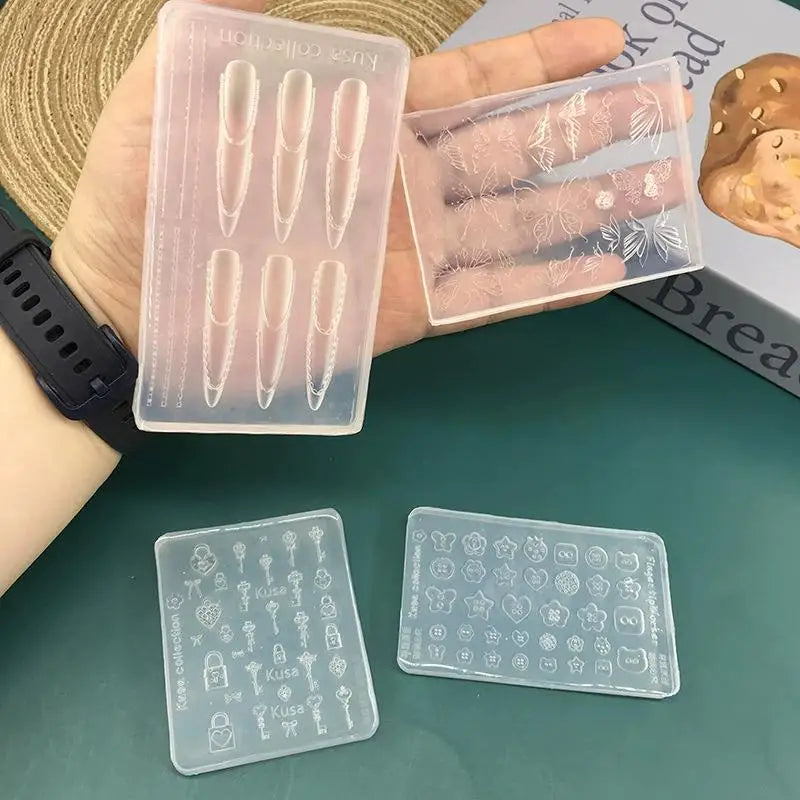3D Silicone Nail Art Mold – Butterfly, Key, Lock & Resin