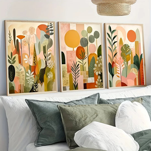 3-Piece Tropical Jungle Canvas Wall Art | Colorful Abstract Print Canvas Wall Art Set Peaceful Pleasures Health and Wellness G4645-3pcs 40x60cm Unframed