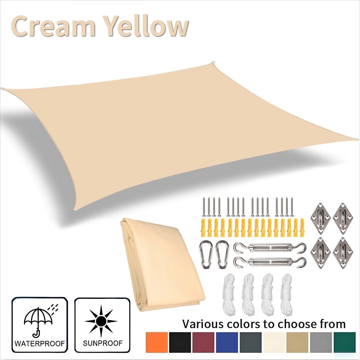 Waterproof Rectangle Sun Shade Sail – 98% UV Block Canopy