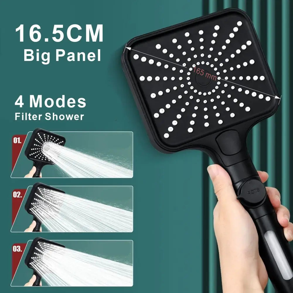 16CM High-Pressure Rainfall Shower Head | 3 Modes Water Saving