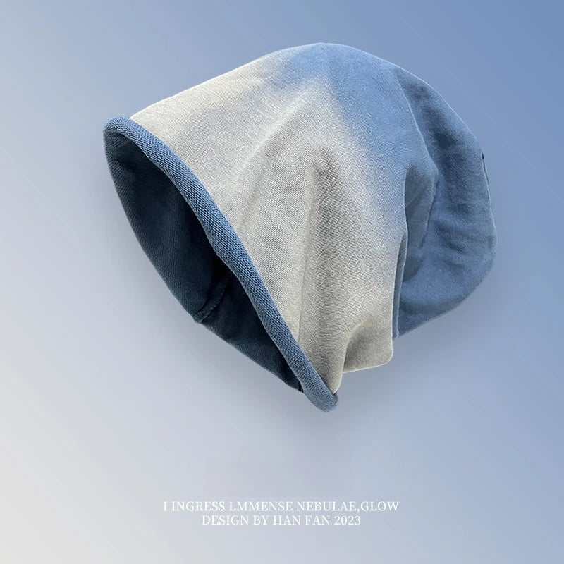Korean Gradient Stackable Cotton Beanie Bucket Cap | Unisex Bucket Hat Beanie Peaceful Pleasures Health and Wellness Blue