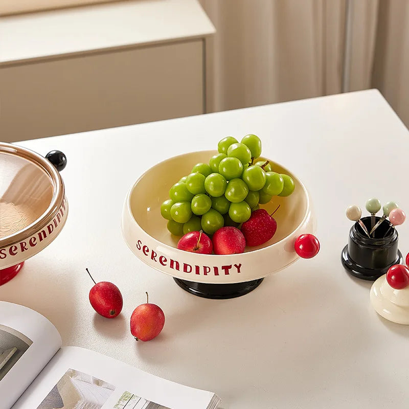 Elevated Fruit Bowl Home Stylish Plastic Snack Tray with Lid Dopamine Color Multi-functional Storage Holder Kitchen Organizer Peaceful Pleasures Health and Wellness