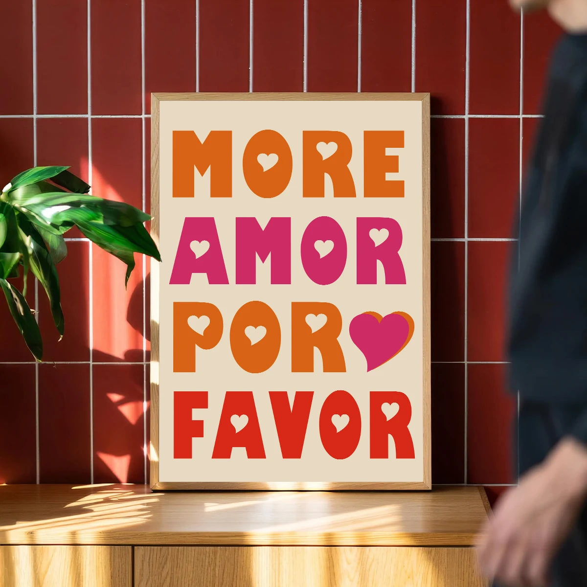 Más Amor Por Favor Love Quote Canvas Wall Art | Pink Blue