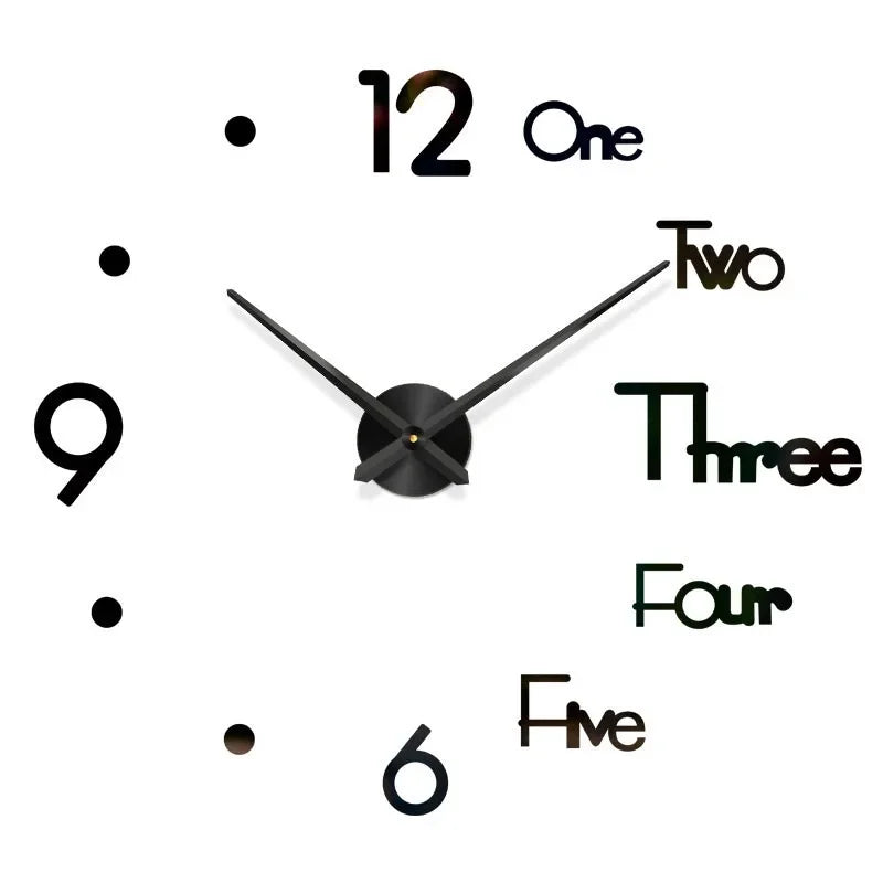 Large 3D DIY Acrylic Wall Clock – Luminous, Frameless, Adjustable 40–130cm for Living Room & Home Decor