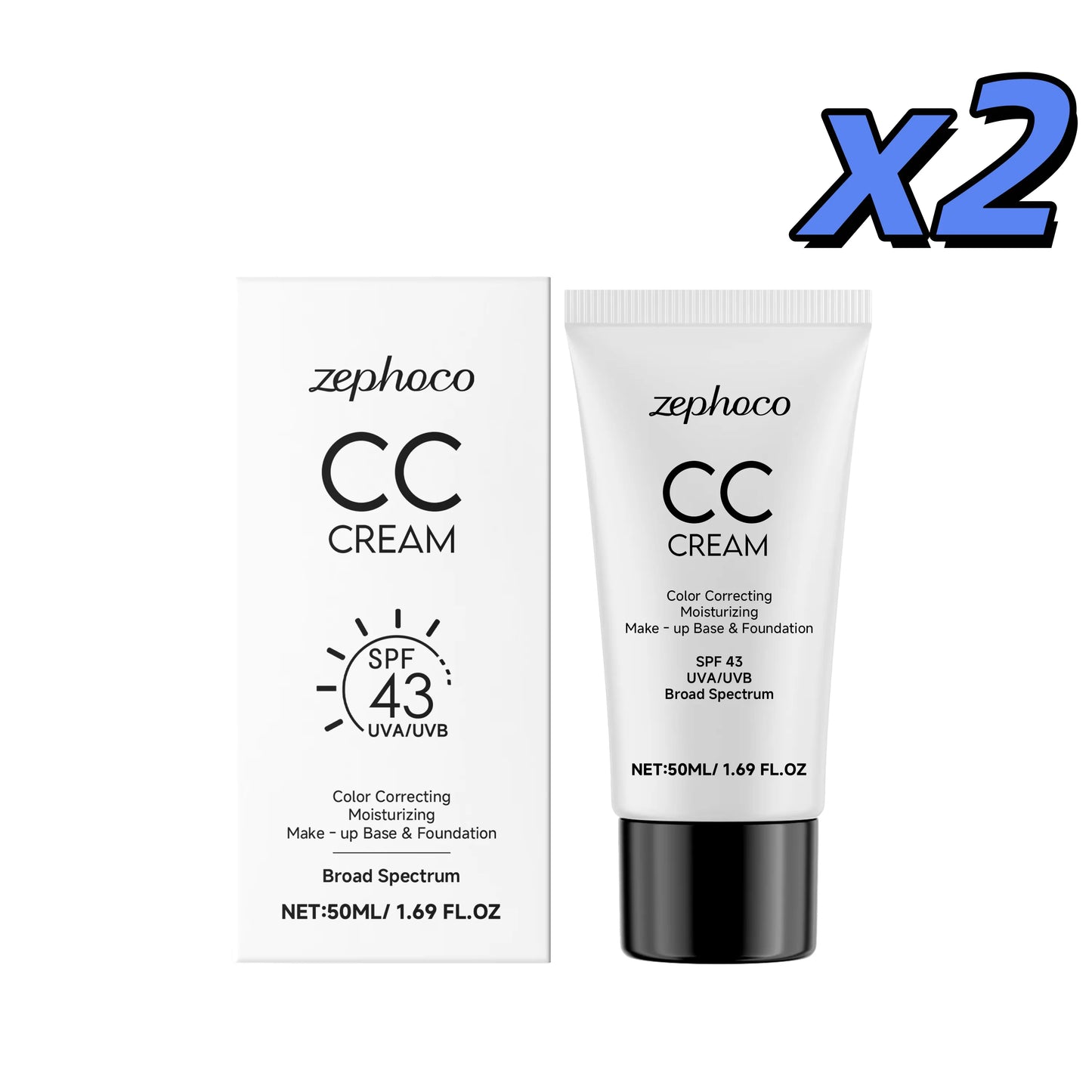 Zephoco CC Cream SPF43 Hydrating Foundation – Even Skin Tone