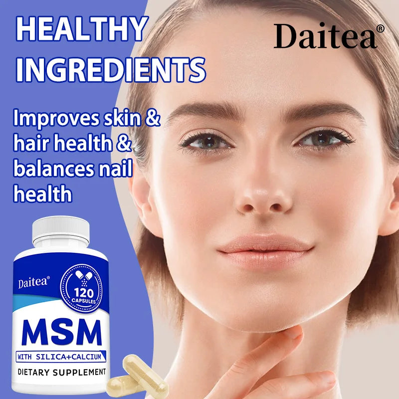 MSM with Silica + Calcium Capsules, 120 Servings – Supports Bone Health – Promotes Hair & Nail Health – Non-GMO, Gluten-Free Peaceful Pleasures Health and Wellness