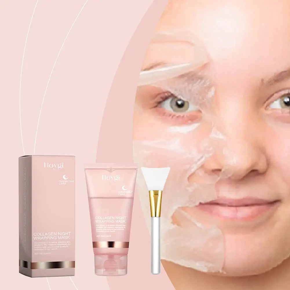 Collagen Overnight Wrapping Peel Off Facial Mask, Korean Collagen Night Wrapping Mask Deeply Hydrates Night Care Mask Cream 75ml Peaceful Pleasures Health and Wellness