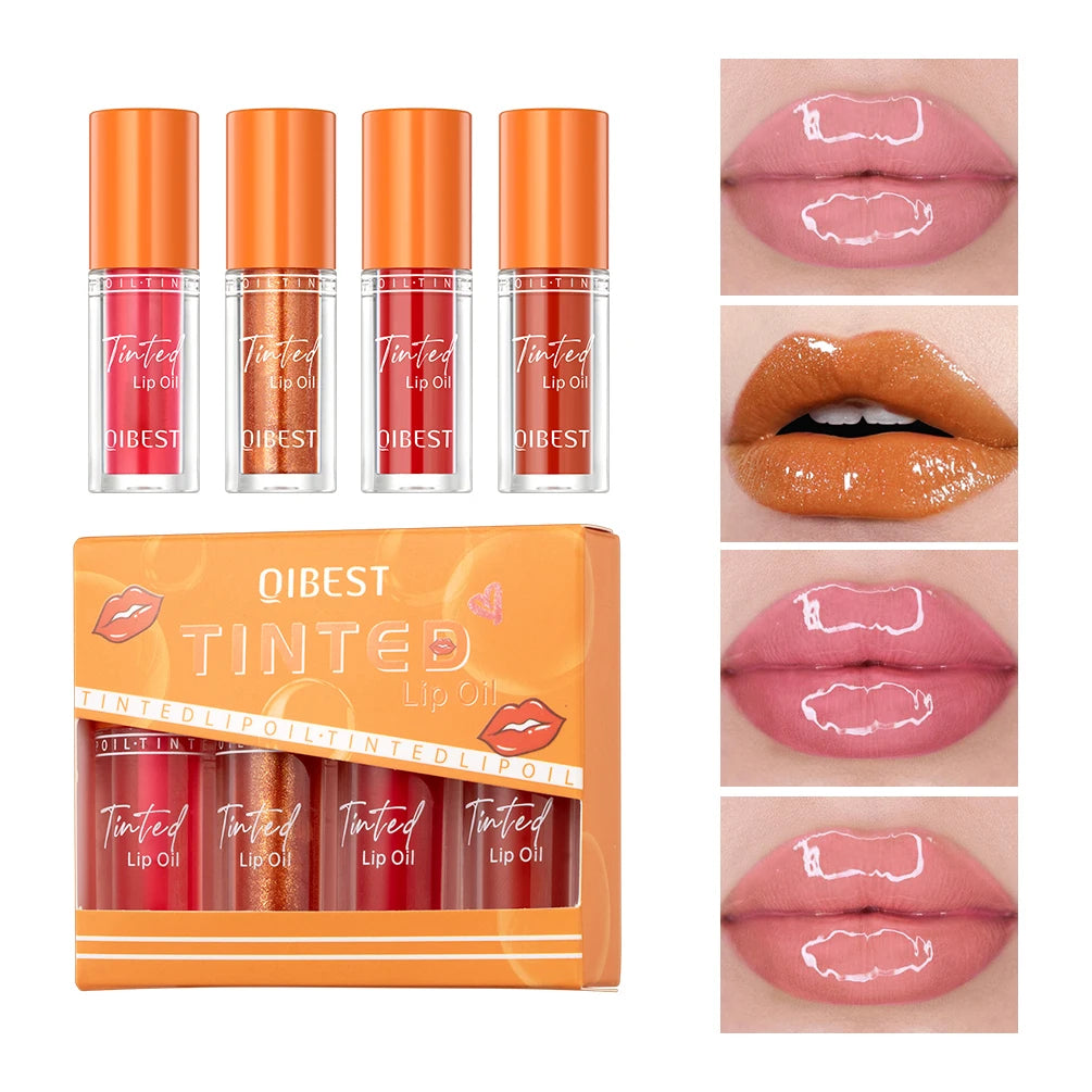 Mirror Water Light Lip Gloss Lasting Transparent Lip Oil Moisturizing Sexy Lipgloss Jelly Glass Lip Glaze Tint Makeup Sets Peaceful Pleasures Health and Wellness Set B