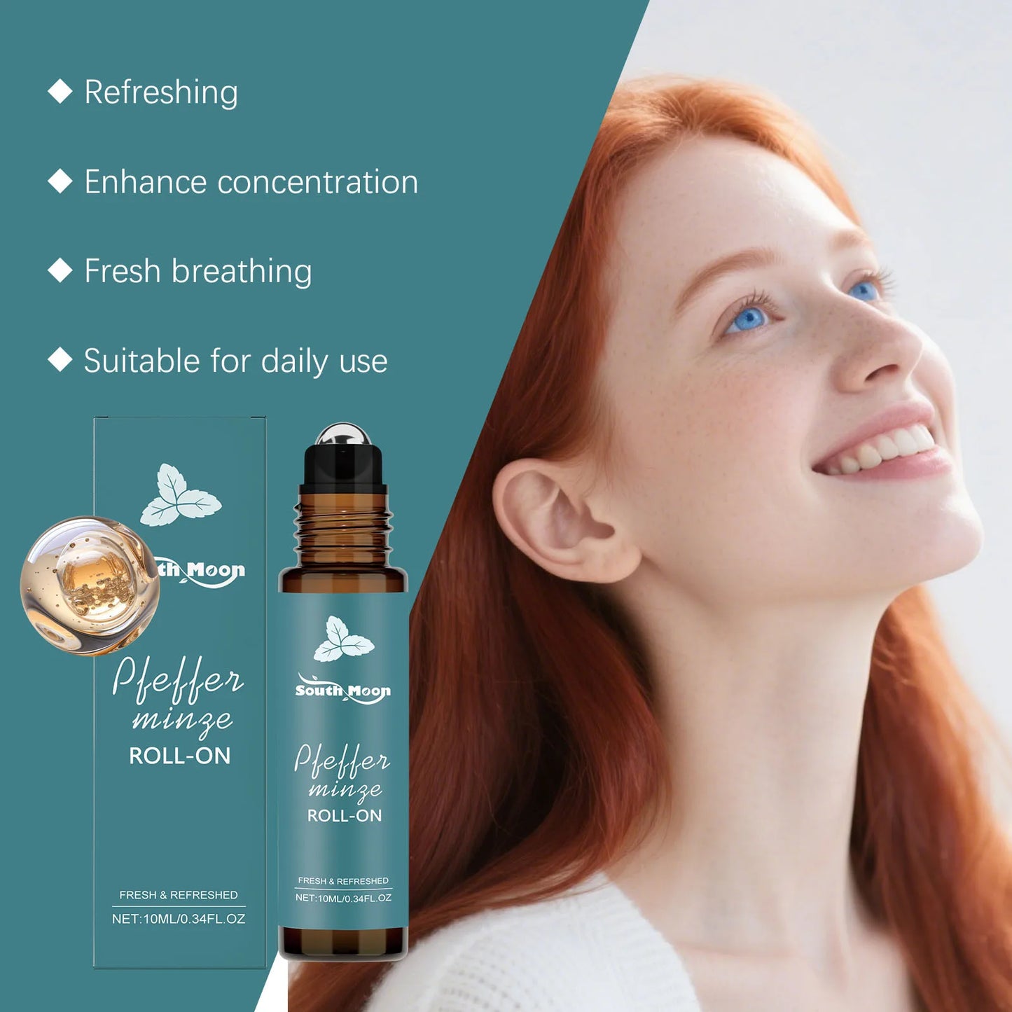 Peppermint Roll-On Essential Oil – Stress Relief & Massage