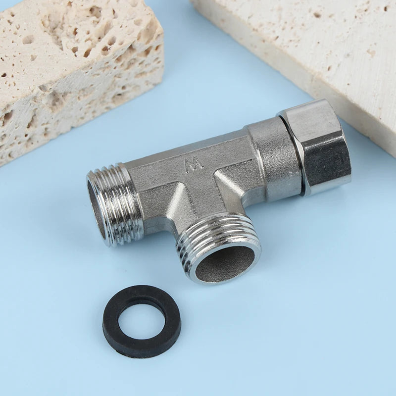New G1/2" T-Valve Toilet Dispenser Diverter Valve Three-way Water Pipe Splitter Diverter Valve Bath Bidet Sprayer Shower Fitting Peaceful Pleasures Health and Wellness