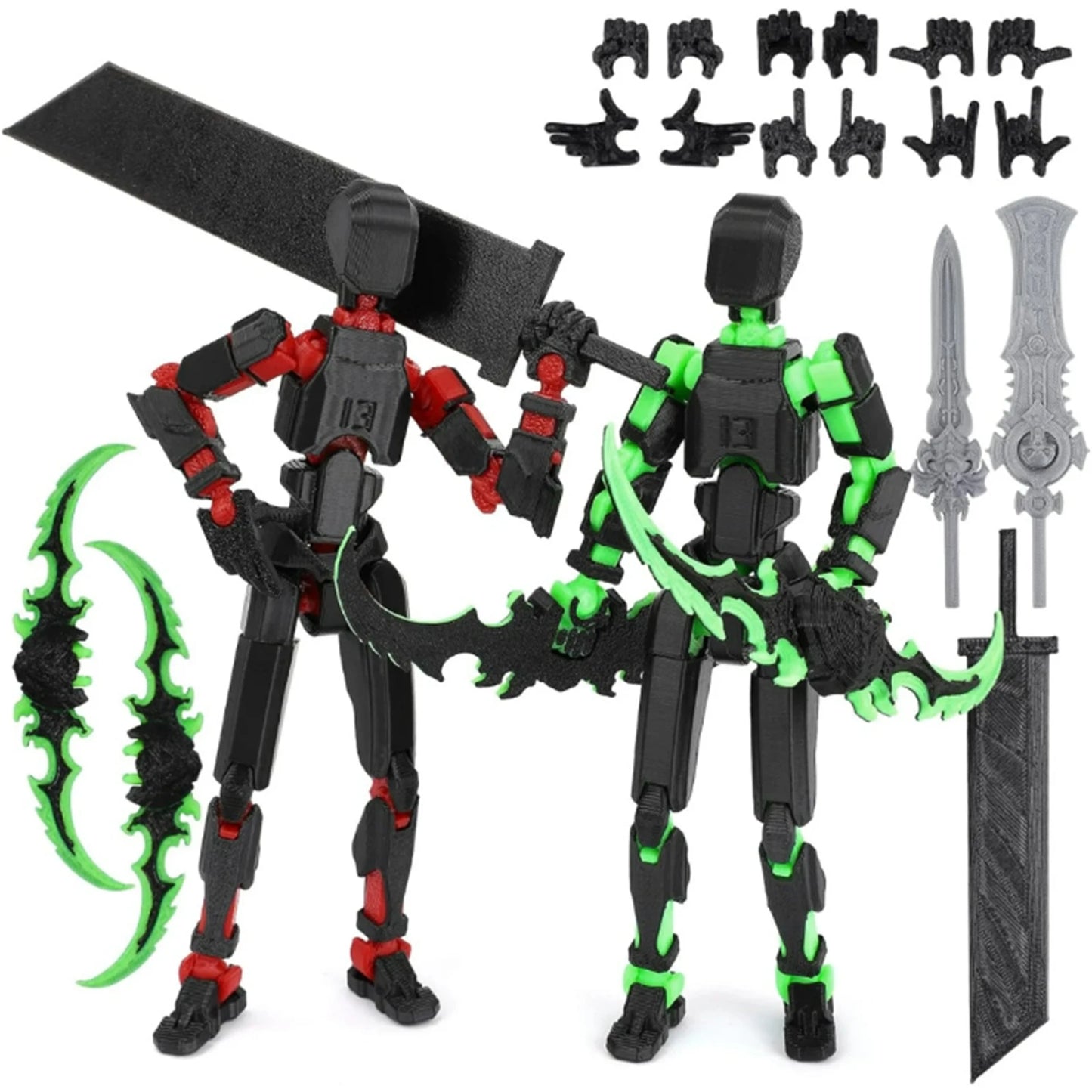 13-Joint Robot Action Figure Set with 6 Weapons | Posable