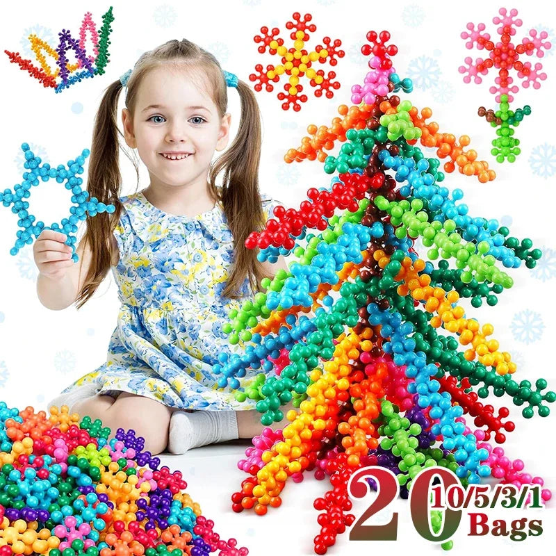 Snowflake Interlocking Building Blocks – STEM Fidget Toy for Kids