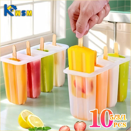 4-Compartment Popsicle Mold with Lid – Reusable DIY Ice Cream Set Popsicle Mold Set Oasis Select