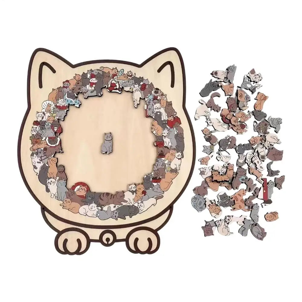 135pcs Wooden Cat Puzzle Animal Shape Wood Cut Puzzles Gifts For Cat Lovers Home Decoration Christmas New Year Gift for kids Peaceful Pleasures Health and Wellness Morandi