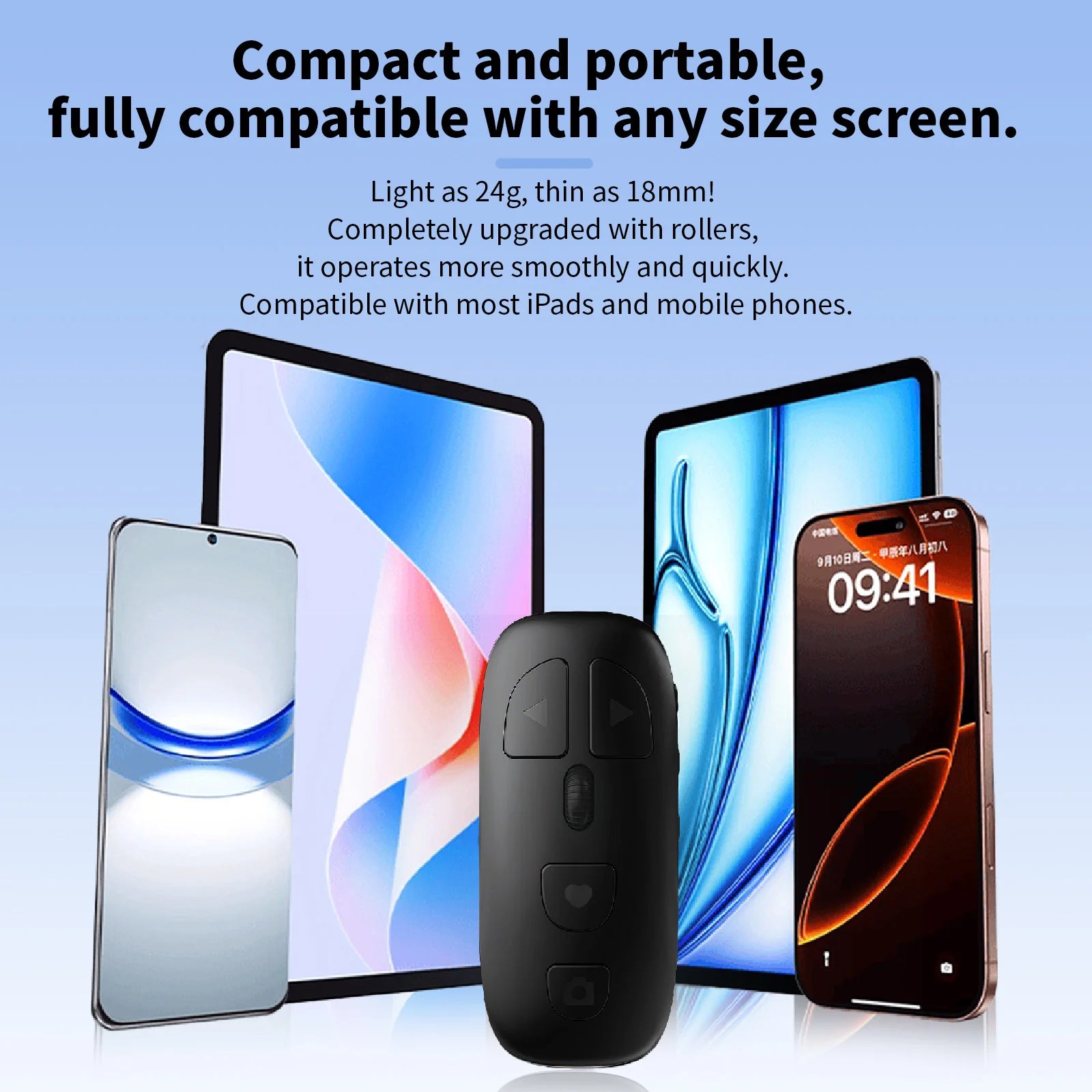 Cell Phone Bluetooth-Compatible Remote Control Selfie Video Remote Controller Automatic Page Turner All-Scenario Master Peaceful Pleasures Health and Wellness