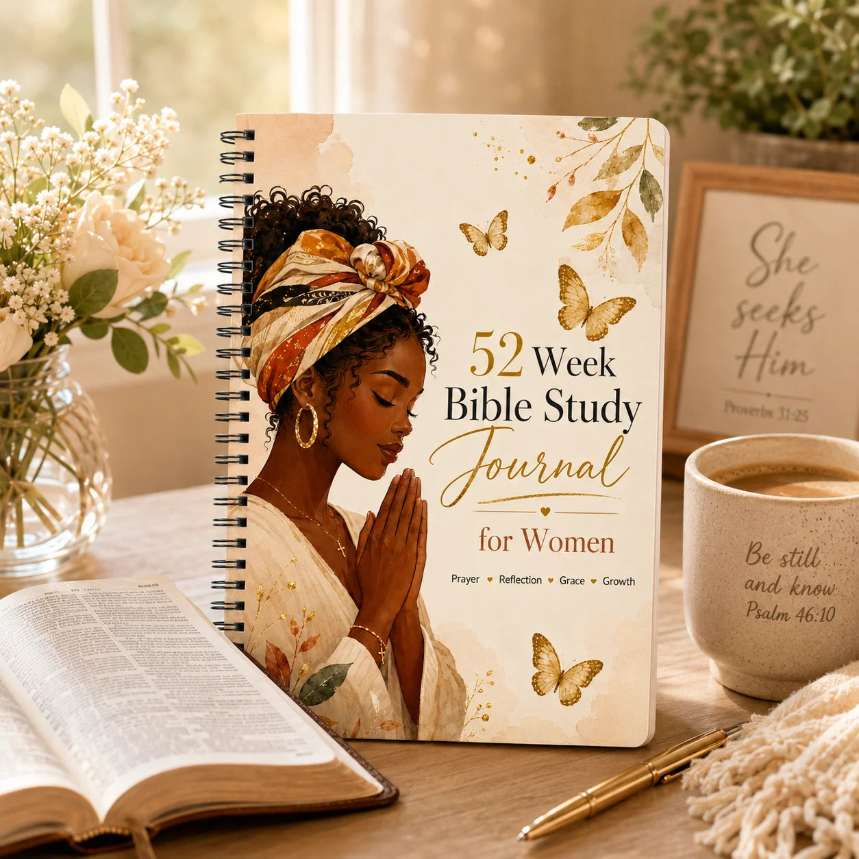 Women Faith Reflection Journal A5 Spiral Prayer Notebook 52 Week