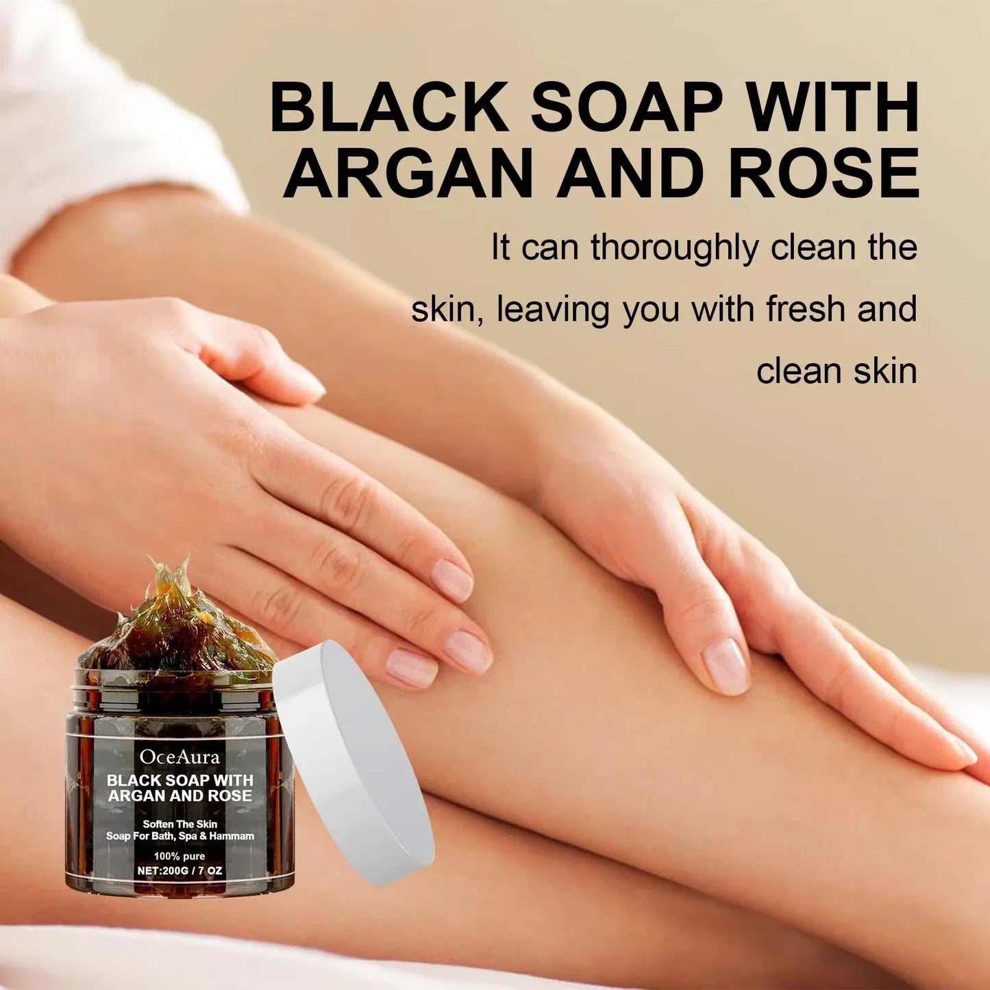 OceAura Black Beldi Soap – Argan & Rose Body Scrub 200g