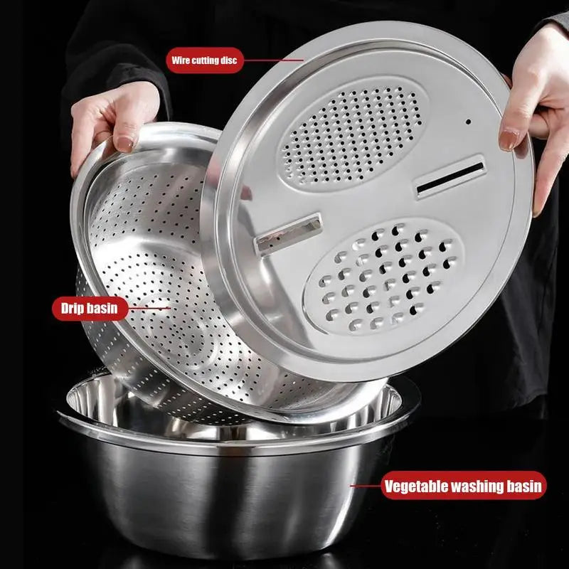 3-Piece Stainless Steel Colander Bowl & Grater Set | Kitchen Colander Bowl Set Peaceful Pleasures Health and Wellness