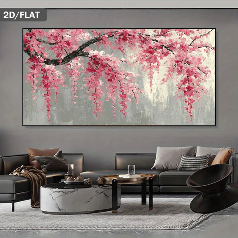 Modern Cherry Blossom Canvas Wall Art – Minimalist Unframed Canvas Wall Art Peaceful Pleasures Health and Wellness