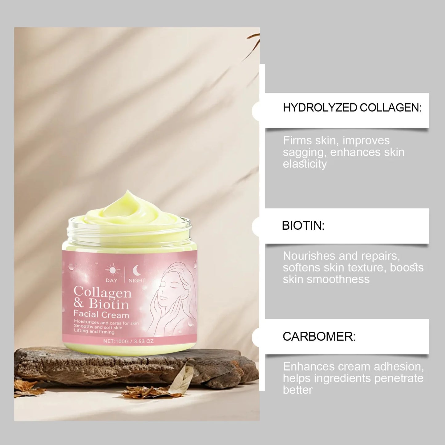 Collagen & Biotin Day & Night Face Cream – Hydrating Moisturizer