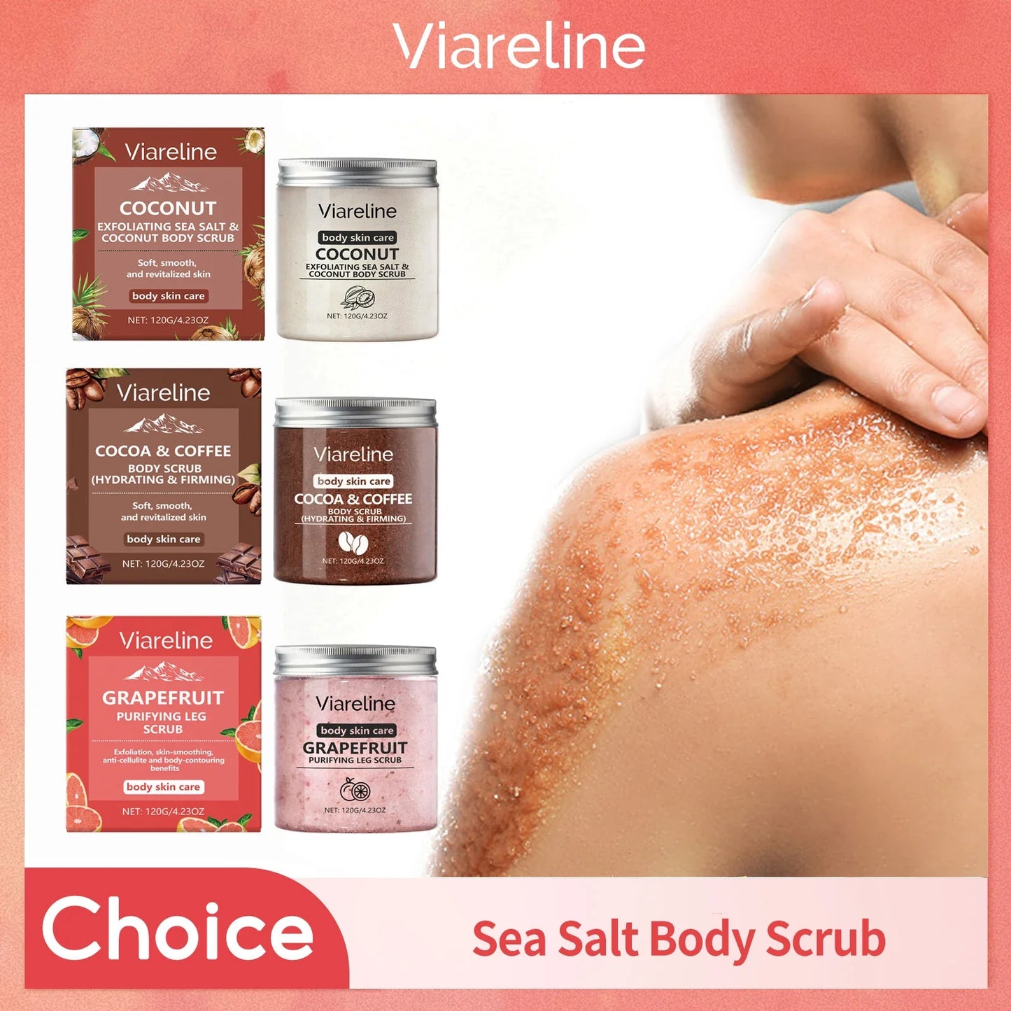 Viareline Sea Salt Body Scrub – Coconut & Coffee 120g