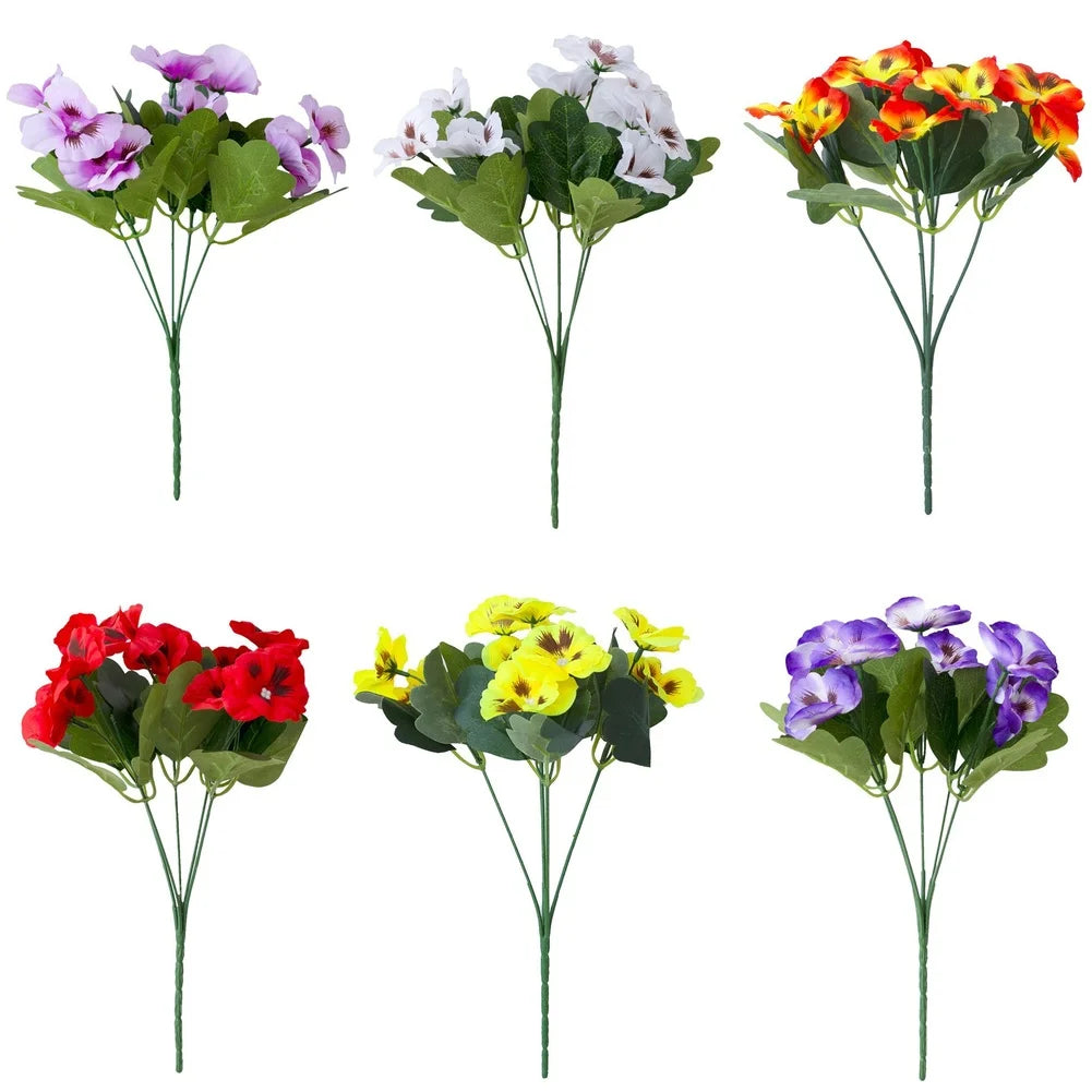 Spring Artificial Pansy Silk Flower Home Outdoor Mall Decor Bouquet