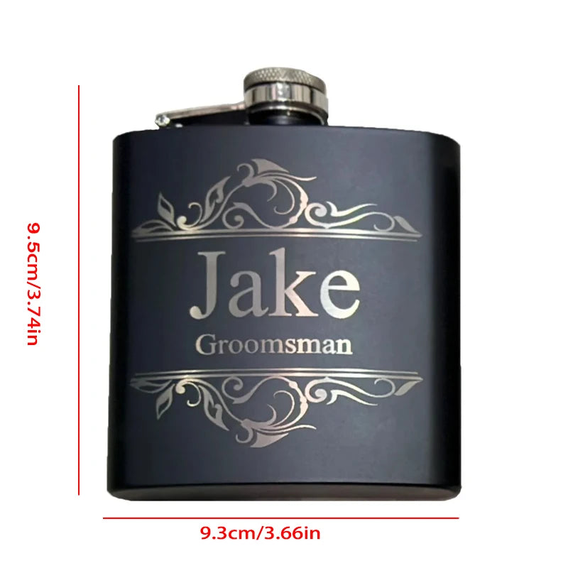Personalized Engraved Black Flask | Groomsman Wedding Gift Engraved Flask Gift Peaceful Pleasures Health and Wellness