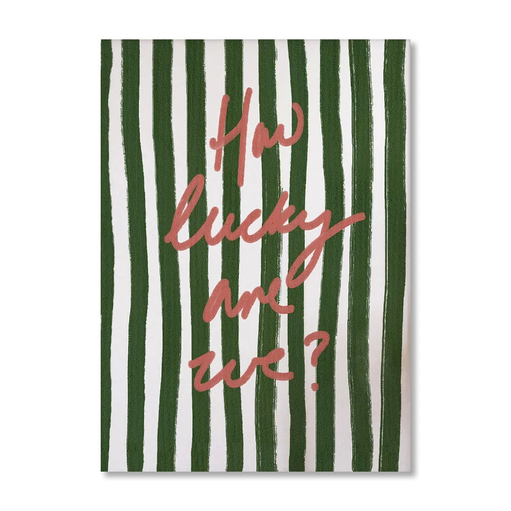 1 Piece of Frameless How Lucky Are We Wall Stripe Art Printing,Fashion Retro Aesthetic Poster,Apartment Digital Printing Deco Peaceful Pleasures Health and Wellness TT266-6 40x60cm Unframed