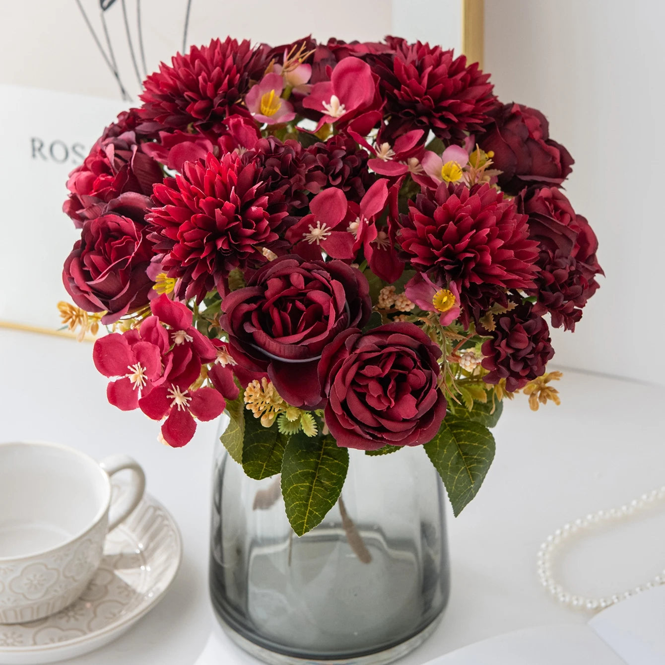 Silk Peony & Chrysanthemum Artificial Flowers – Wedding Décor