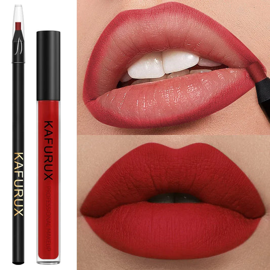KAFURUX Red Lip Liner & Matte Liquid Lipstick Set – 2PCS Lip Liner & Lipstick Set Oasis Select 7010 7103
