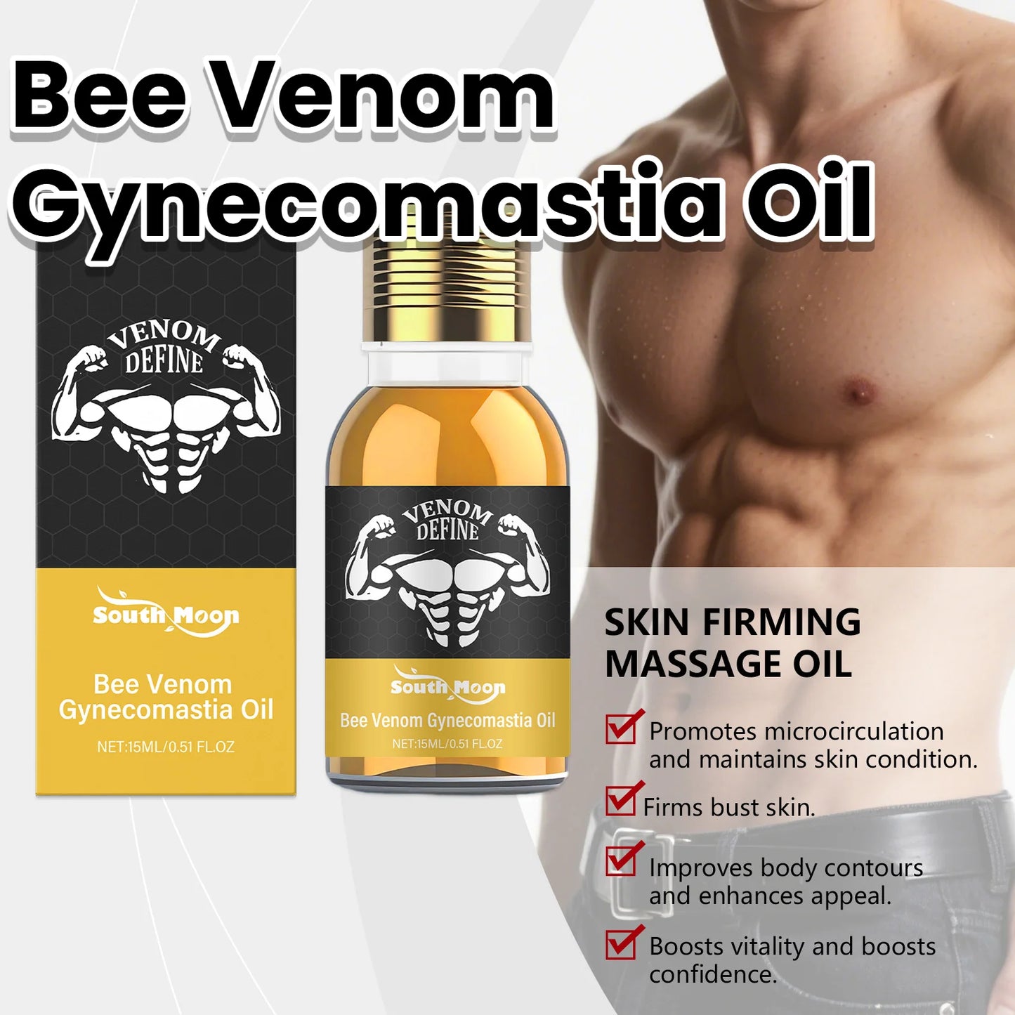 South Moon Men's Chest Firming Sculpting Massage Oil 15ml