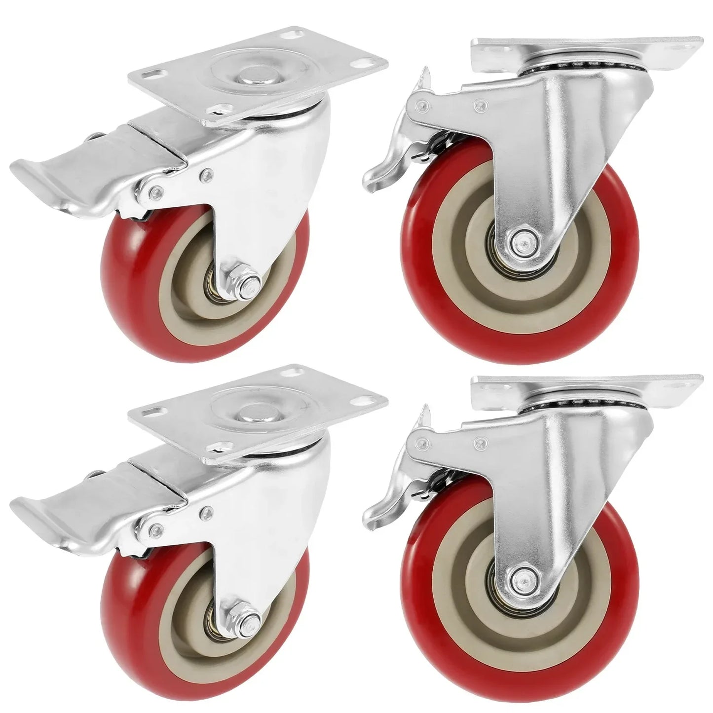 3-Inch Heavy-Duty Swivel Casters with Silent Brake | 2 or 4 Pk