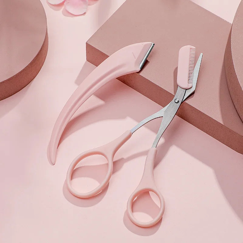 Ladies Eyebrow Trimmer Set with Comb & Scissors | Safety Tool Eyebrow Trimmer Set Peaceful Pleasures Health and Wellness