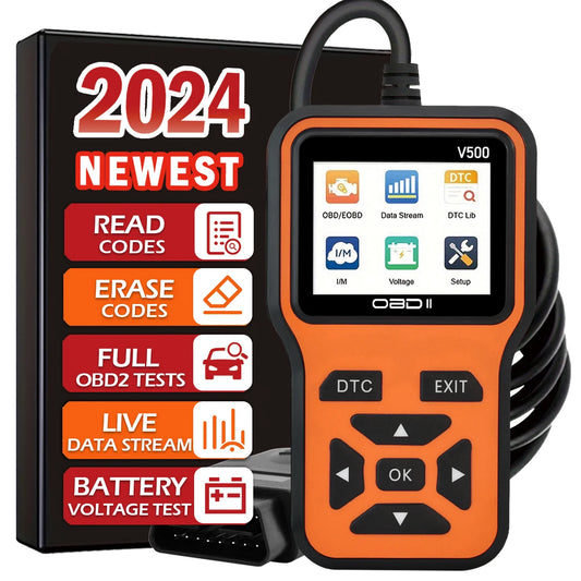 Car OBD2 Scanner Diagnostic Tool Code Reader, Car Voltage Tester Engine Fault Code Scanner, Charging Tester Diagnostic Tool V500 Peaceful Pleasures Health and Wellness orange one-size