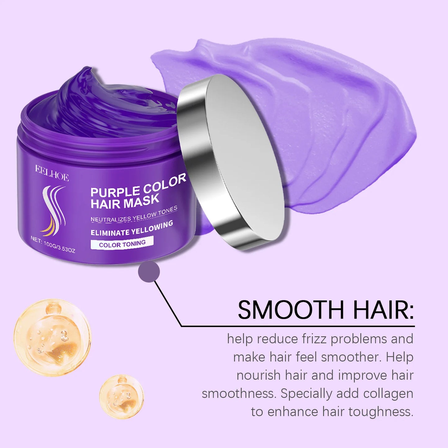 EELHOE Purple Keratin Hair Mask – Toning & Strengthening 100g
