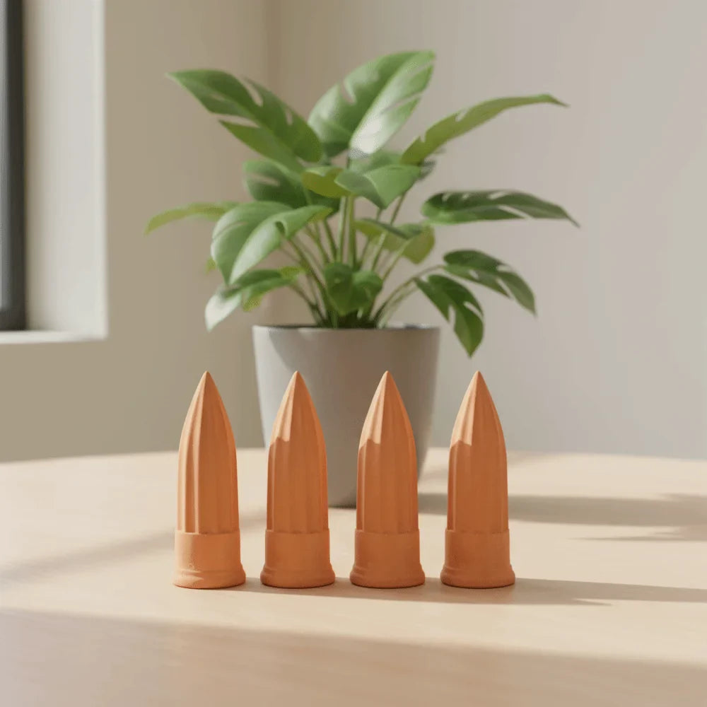 4-Pack Terracotta Self-Watering Spikes | Plant Drip Irrigation