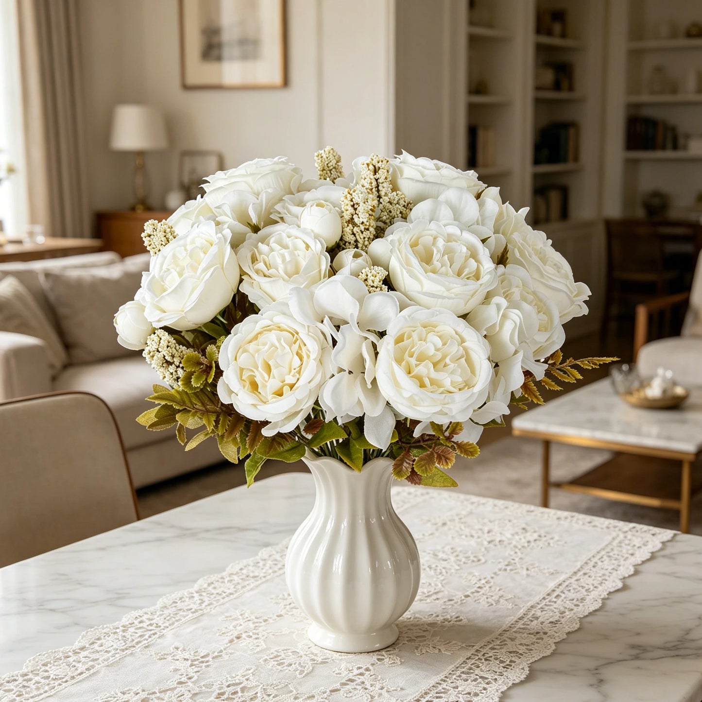 Silk Peony Hydrangea Artificial Flower Bouquet – Wedding & Home