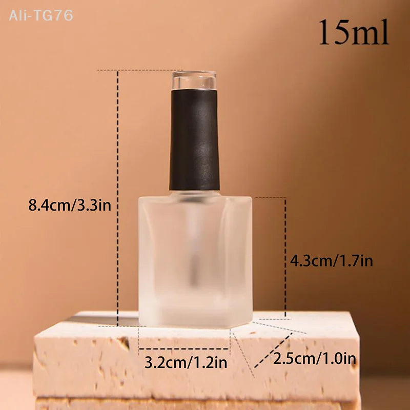 15ml Frosted Glass Nail Polish Bottle with Brush – DIY Nail Art